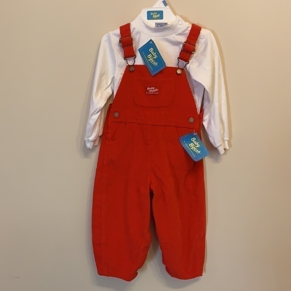 Vintage OshKosh B’gosh Baby B’gosh Red Cord Overall Set NWT - Picture 1 of 13